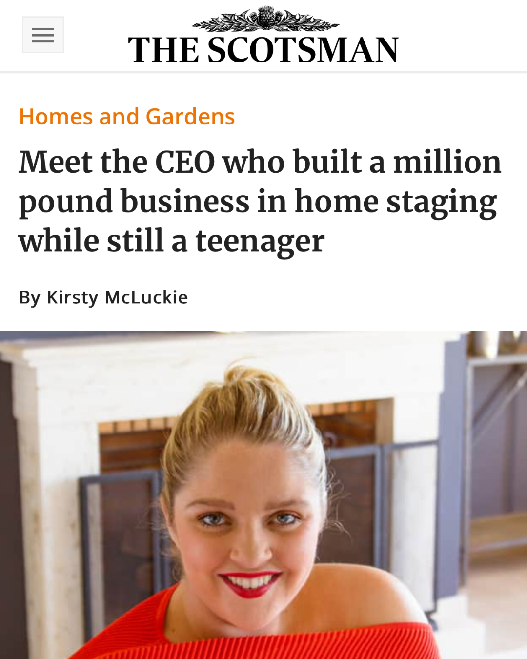 Image of Liv Conlon, Founder of ThePropertyStagers featured in The Scotsman Newspaper