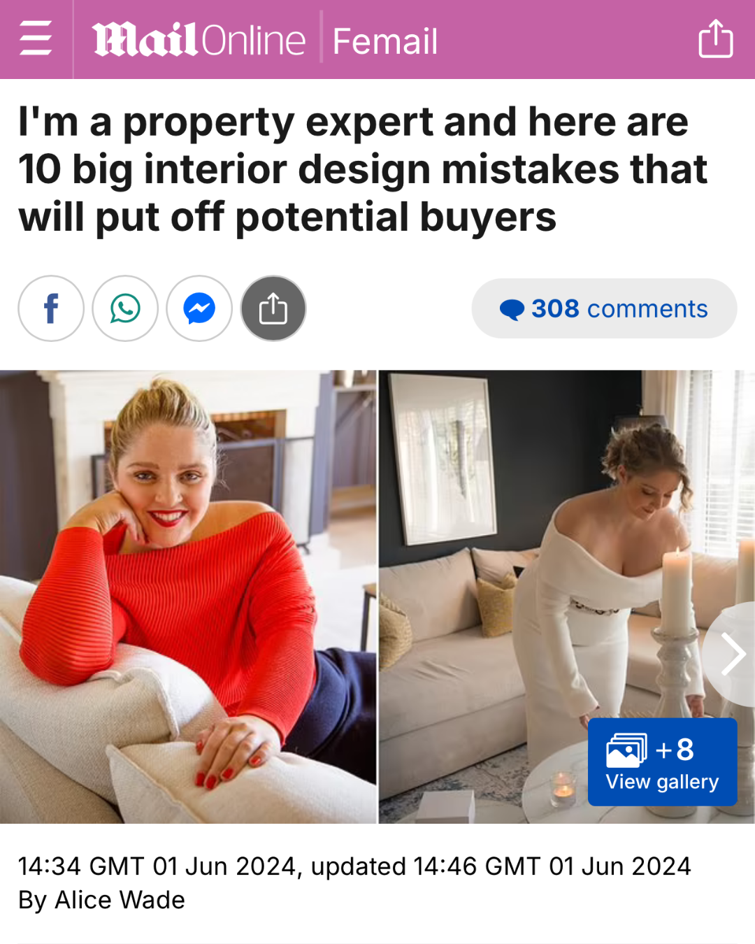 Image of Liv Conlon, Founder of ThePropertyStagers featured in Femail Magazine