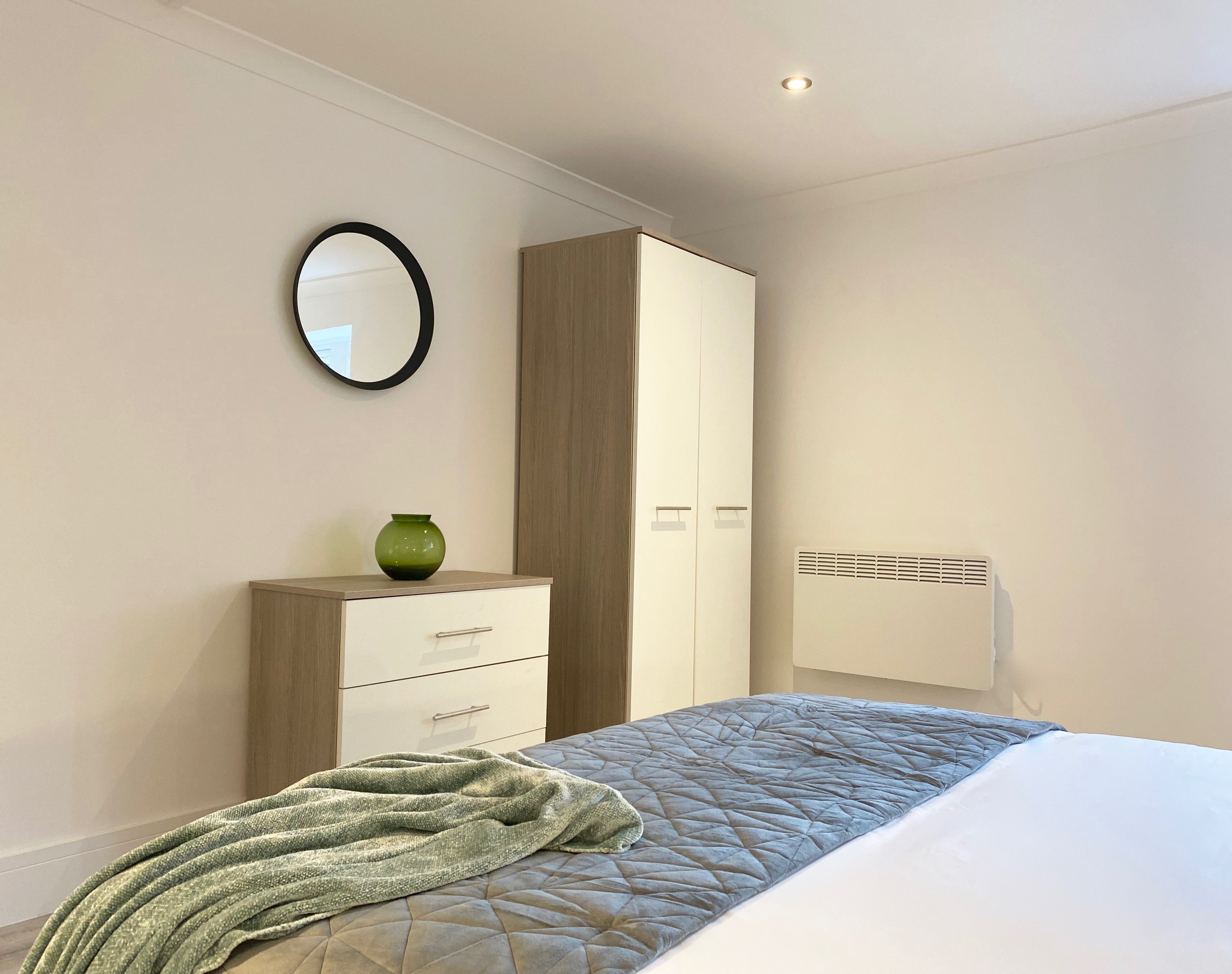 White chest of drawers, white wardrove